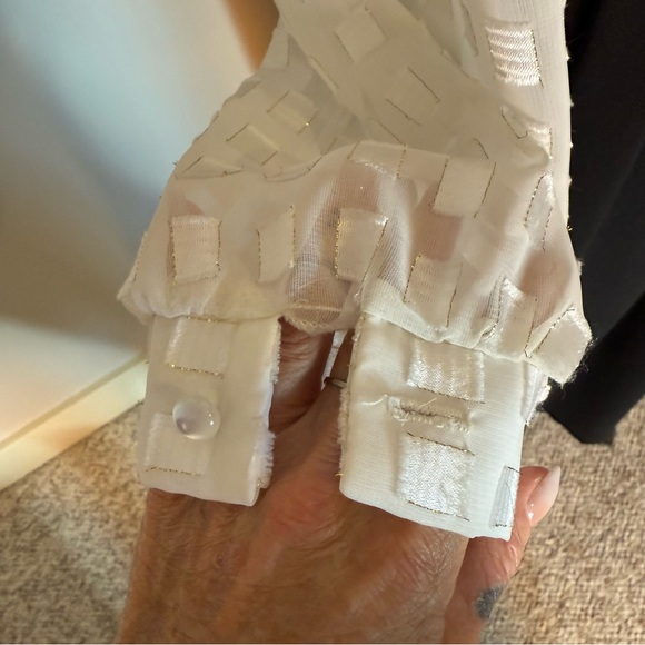 D’ALLAIRDS Vintage 80’s Dress Sheer Long Sleeves Shoulder Pads A-Line Large - Picture 6 of 12